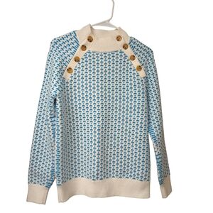 Ann Taylor Chevron Stitch Two Tone Reglan Slve Sweater Button Accents Unique M